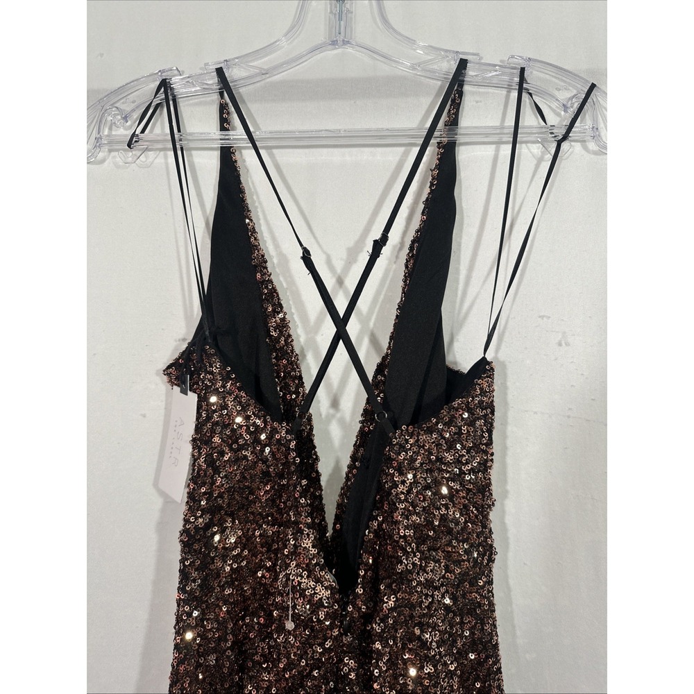 ASTR Bronze Sequin Twist-Front Mini Dress - Picture 13 of 14